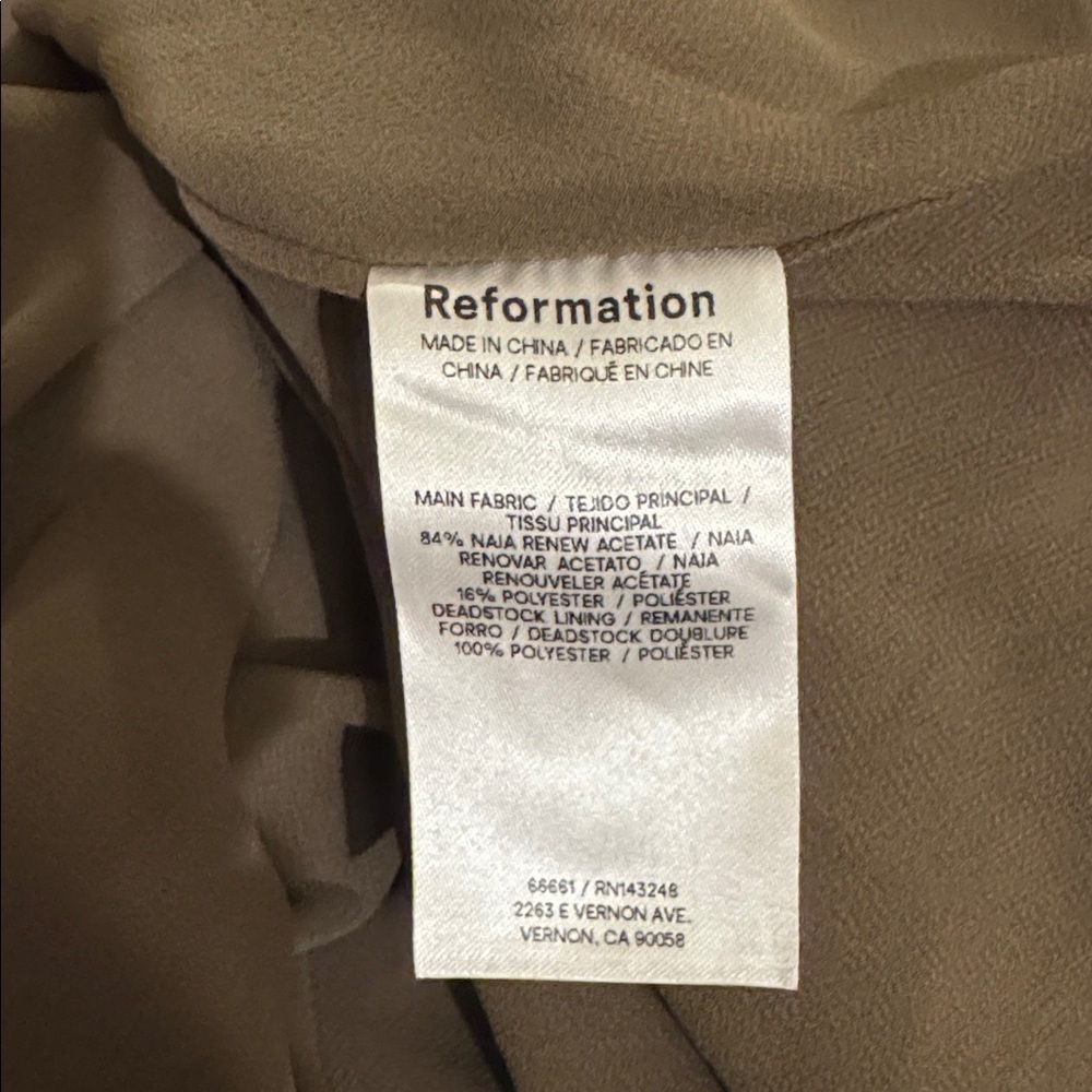 Reformation Gracen Satin Dress Taupe New With Tags - Picture 6 of 10